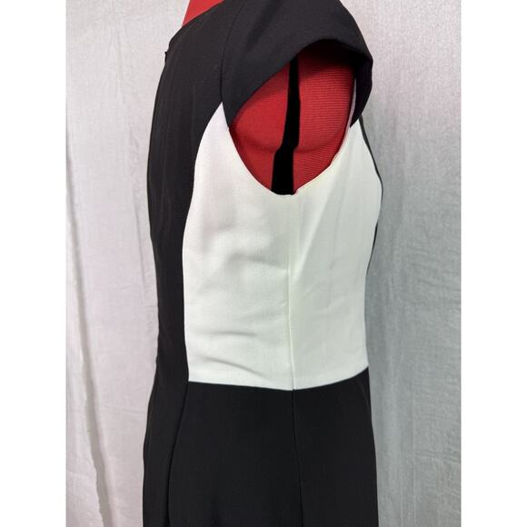 BLACK LABEL BY EVAN PICONE BLACK W/WHITE TRIM SLEEVELESS SHEATH SIZE 8 C167 - Picture 3 of 11